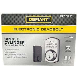 Defiant Electronic Deadbolt Single Cylinder NEW Satin Nickle Finish